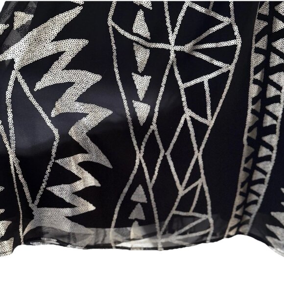 Mini Halter‎ Swing Dress Size S Black Gold Sparkle Glam Event Party Cocktail LBD - Picture 5 of 10